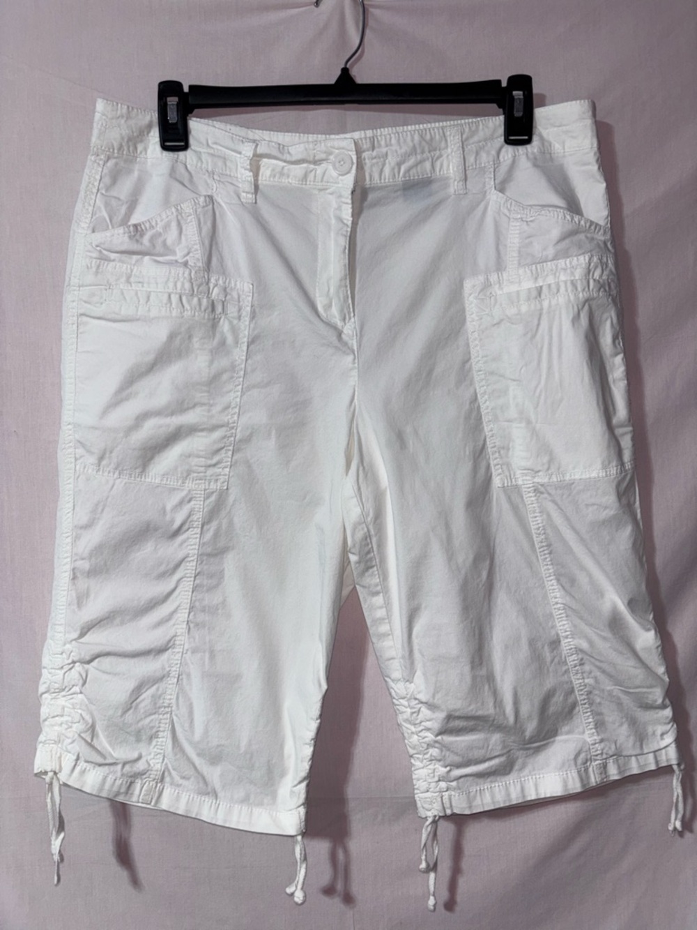 Style & Co. White Cargo Capris with Drawstring Hem